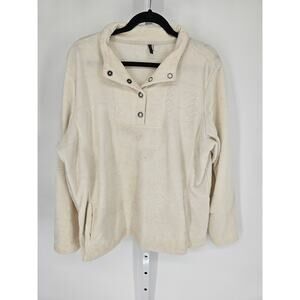 North River Women's cream Long Sleeve Collared Snap Button Sweater Size XL
